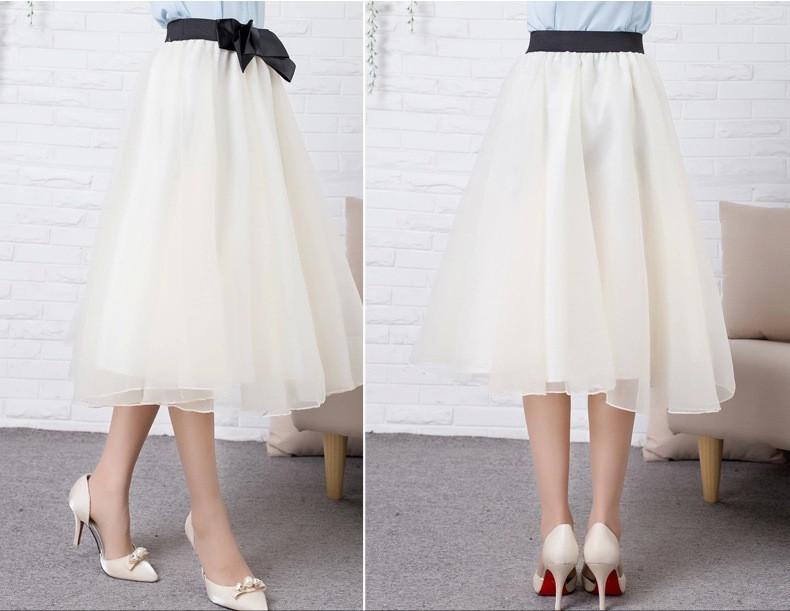 Sweet Bowknot Multi-layer A-line Pleated Tulle Skirt