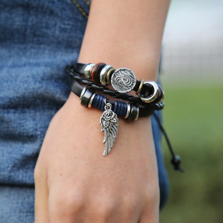 Unique Symbol Beaded Leather Bracelet