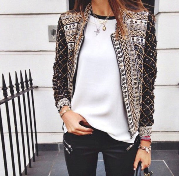 Stand Collar Slim Patchwork Long Sleeves Short Coat