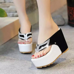 High Platform Crystal Mask Thong Sandals