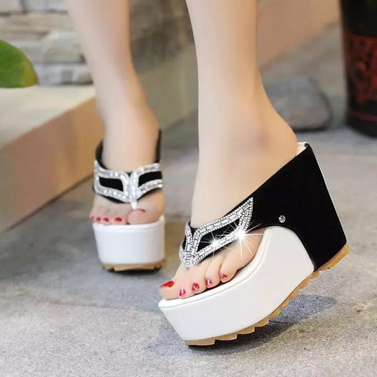 High Platform Crystal Mask Thong Sandals