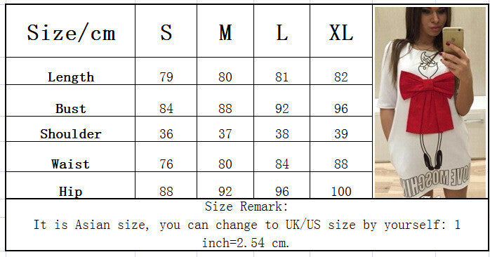 Print Bow O-neck Short Sleeve Short Dress - May Your Fashion - 3