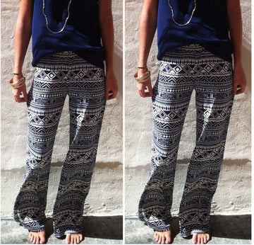 Fashion Wide Legs Straight Flower Print Pants