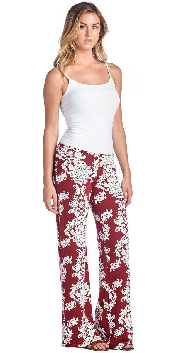 Straight Fashion Flower Print Casual Wide Legs Pants