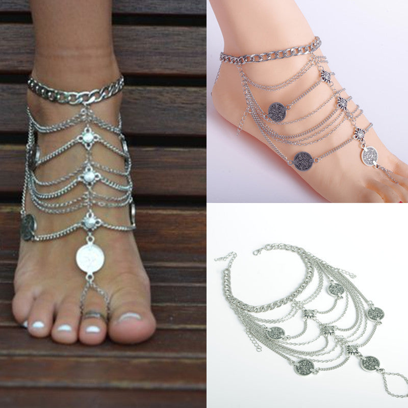 Beautiful Coin Multi-layer Tassel Anklet