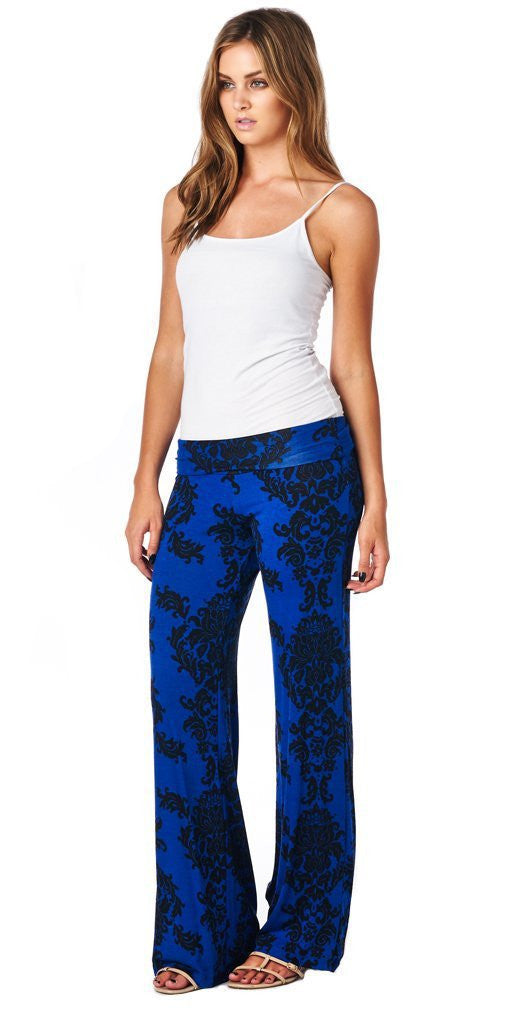 Straight Fashion Flower Print Casual Wide Legs Pants