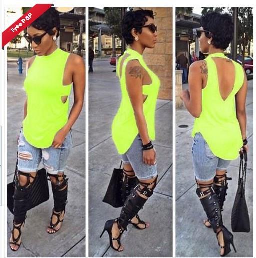 Sleeveless Backless Plus Size Forked Tail T-shirt - Meet Yours Fashion - 7