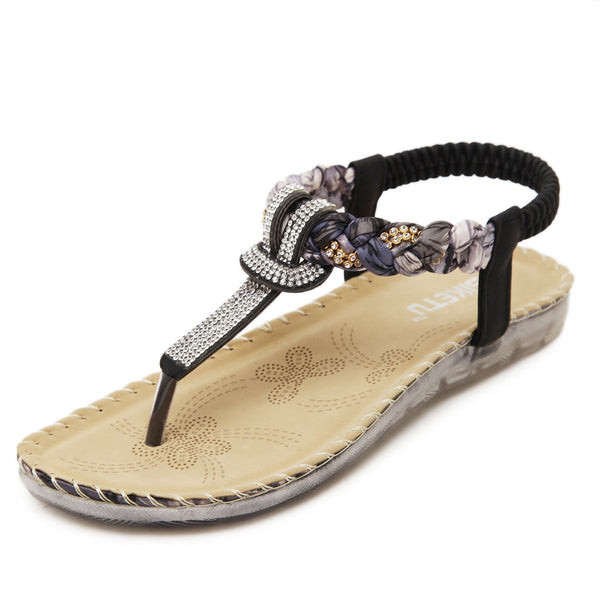 Shinning Crystal Retro Slip-on Flat Sandals