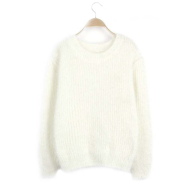 Scoop Solid Mohair Pullover Short Loose Sweater - May Your Fashion - 7