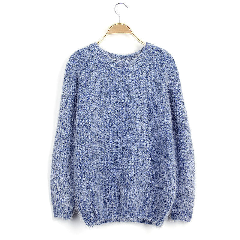 Scoop Solid Mohair Pullover Short Loose Sweater - May Your Fashion - 3
