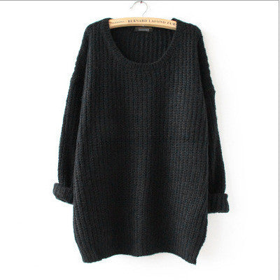 Long Pullover Loose Solid Color Knit Sweater - May Your Fashion - 3