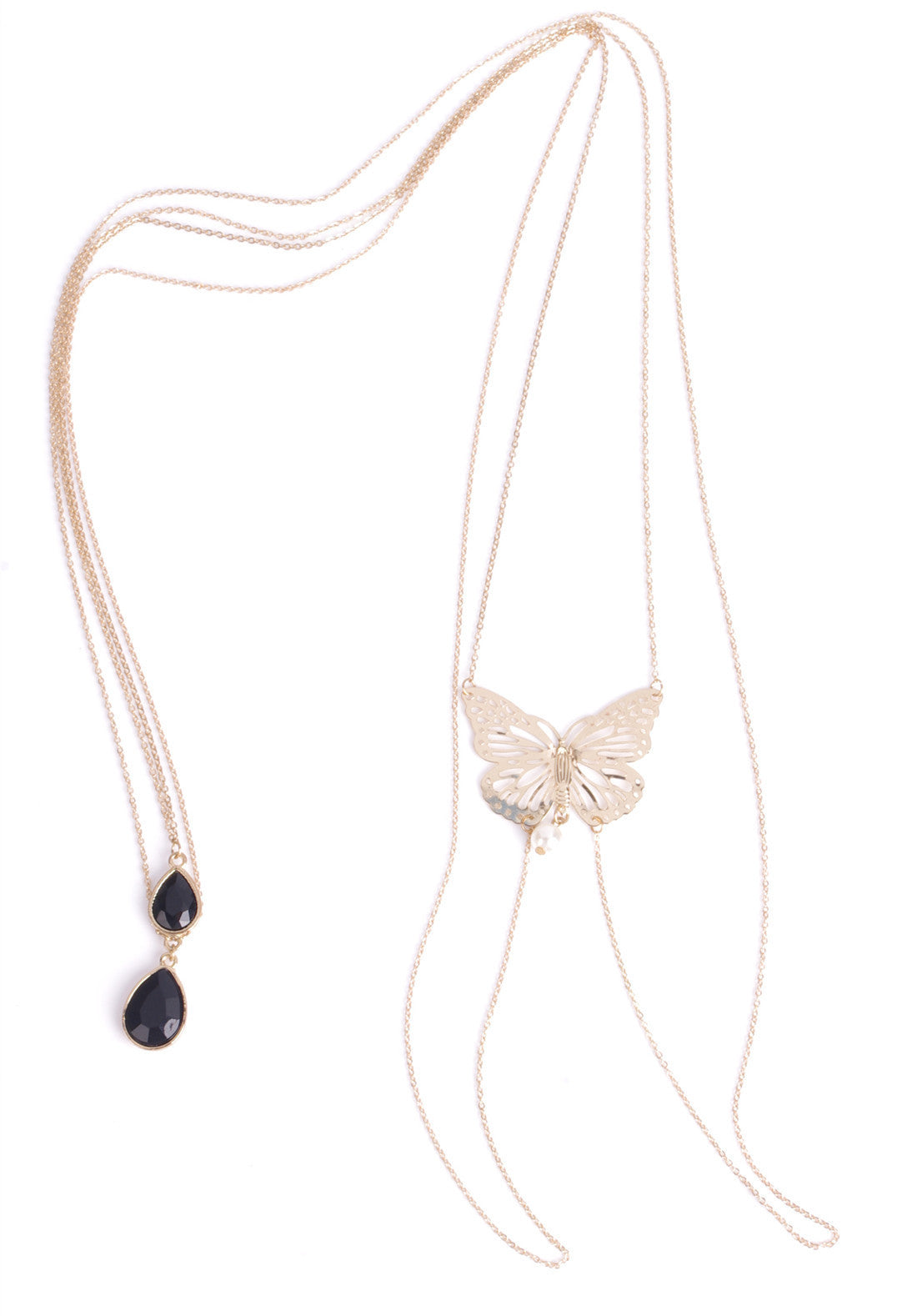 Sexy Back Butterfly Pearl Tassel Droplets BodyChain