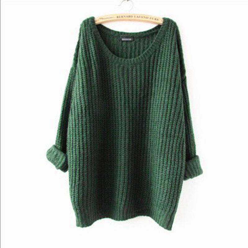 Long Pullover Loose Solid Color Knit Sweater - May Your Fashion - 2