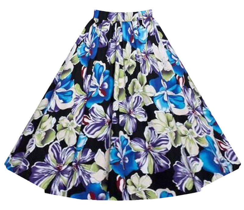 Flower Print A-line Flared Pleated High Waist Knee-length Skirt - Meet Yours Fashion - 7