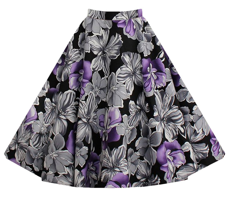 Flower Print A-line Flared Pleated High Waist Knee-length Skirt - Meet Yours Fashion - 5