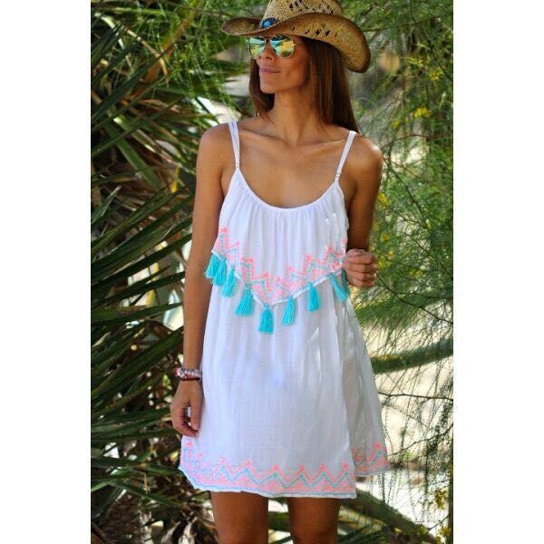 Spaghetti O-neck Backless Strap Short Dress - Meet Yours Fashion - 1