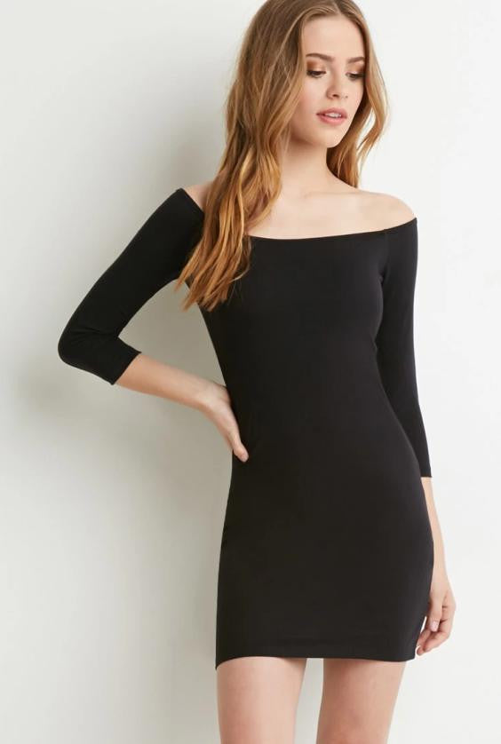 Knitting Pure Color Off Shoulder Sexy Dress