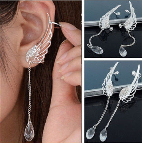 Crystal Angel's Wings Tassel Earring