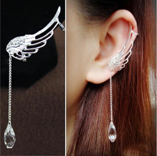 Crystal Angel's Wings Tassel Earring