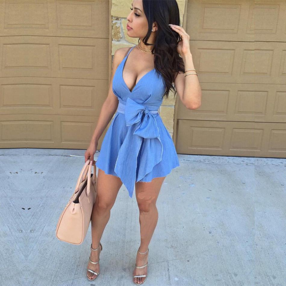Deep V-neck Straps Short Slim Dress - MeetYoursFashion - 1