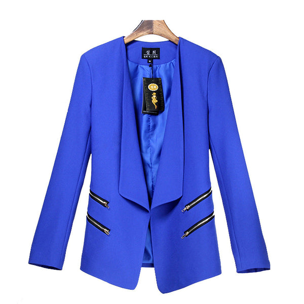 Fashion Zipper Long Sleeves Slim Short Plus Size Blazer Coat – May Your ...