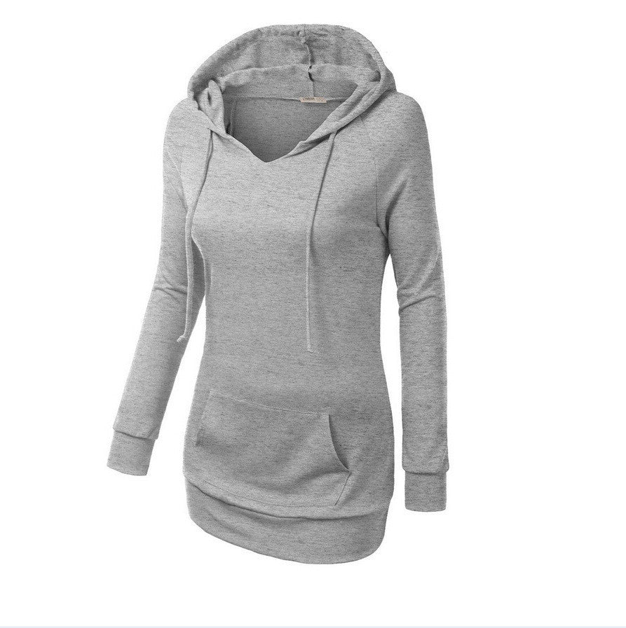 Solid Color Hooded Long Sleeve Pullover Slim Hoodie - May Your Fashion - 4