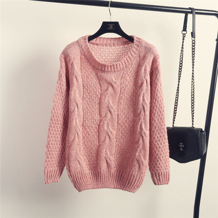 Pull over Loose Pure Color Long Sleeve Sweater