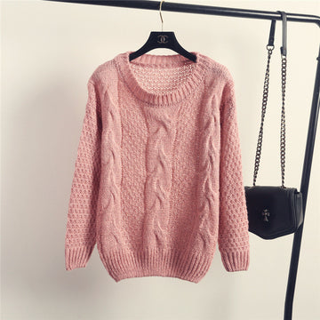 Pull over Loose Pure Color Long Sleeve Sweater