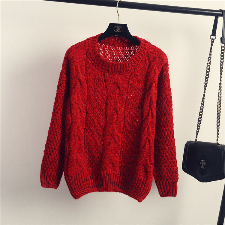 Pull over Loose Pure Color Long Sleeve Sweater