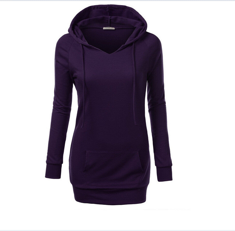 Solid Color Hooded Long Sleeve Pullover Slim Hoodie - May Your Fashion - 5