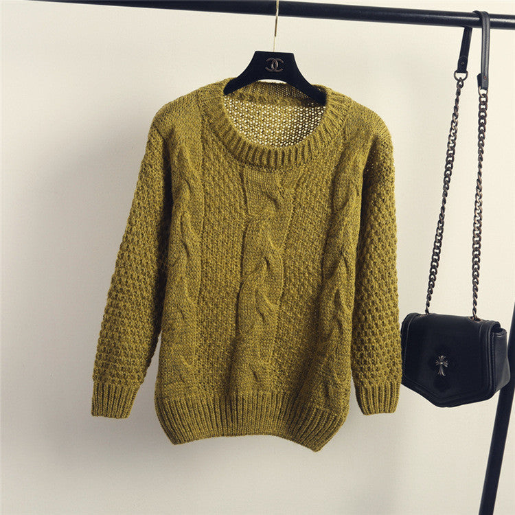 Pull over Loose Pure Color Long Sleeve Sweater