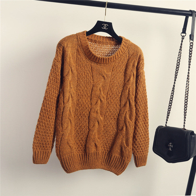 Pull over Loose Pure Color Long Sleeve Sweater