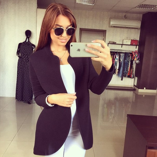 Stand Collar Slim Long Sleeves Short Coat