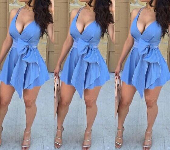 Deep V-neck Straps Short Slim Dress - MeetYoursFashion - 3
