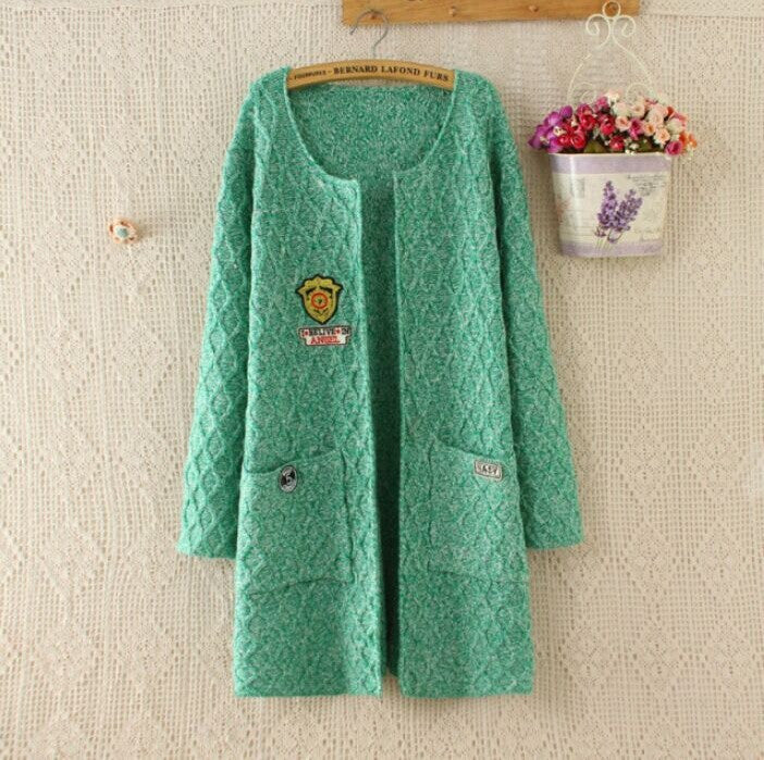 Round Neck Cardigan Pockets Knit Long Sweater - May Your Fashion - 2