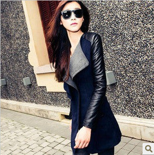 Lapel Casual Patchwork Slim Mid-length Woolen Coat - May Your Fashion - 2