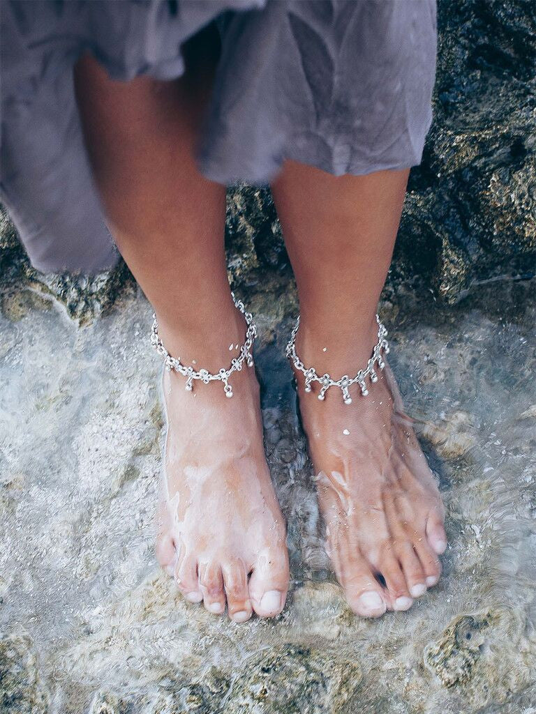 Hollow Out Carving Drop Tassel Anklet