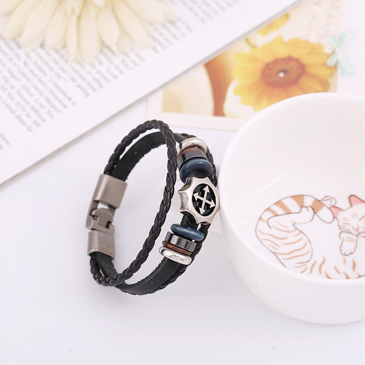 Arrow Cross Leather Woven Bracelet