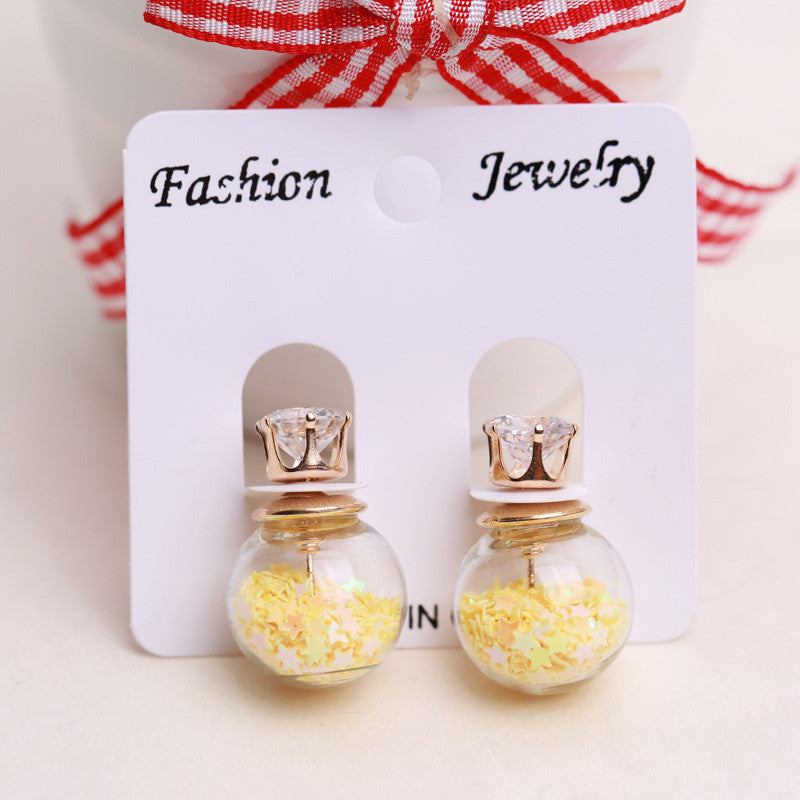 Fashion Glass Ball Color Star Earring