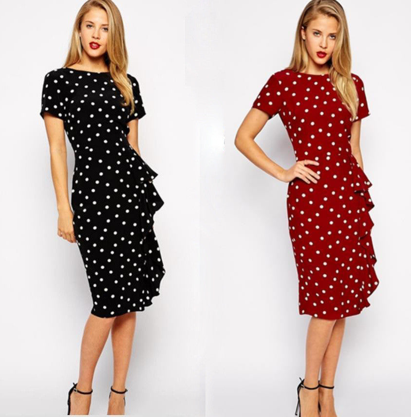 Scoop Short Sleeve Points Slim Long Dress