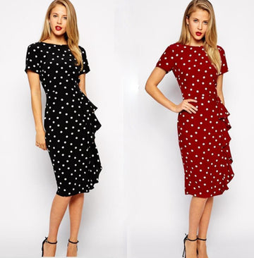 Scoop Short Sleeve Points Slim Long Dress