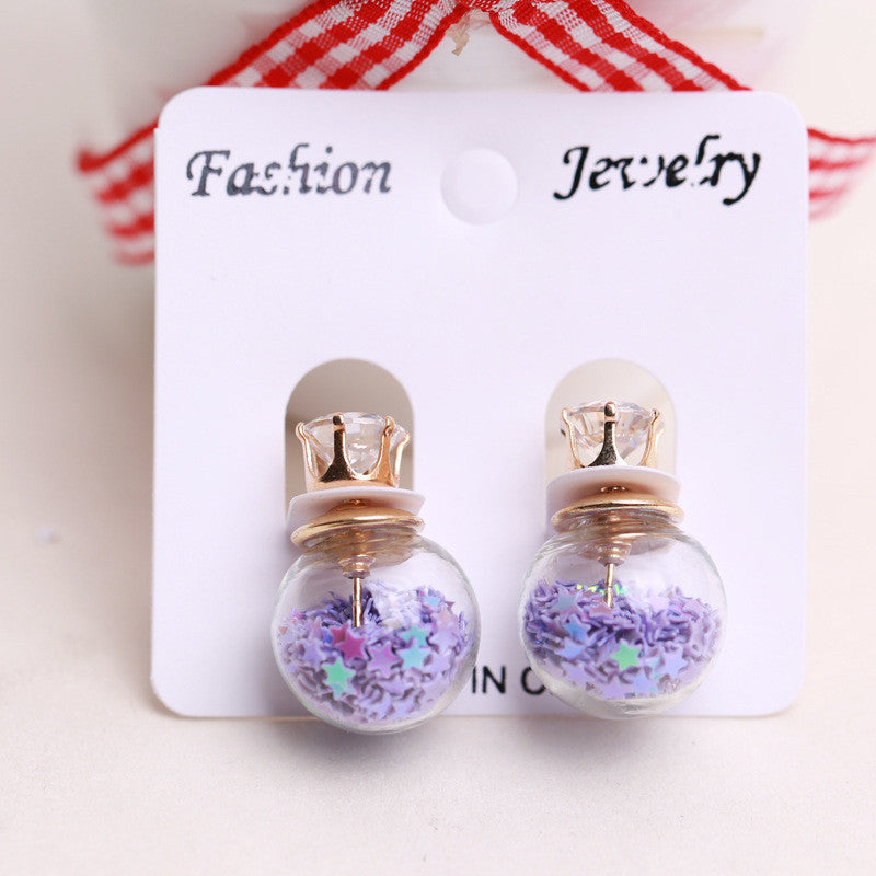 Fashion Glass Ball Color Star Earring
