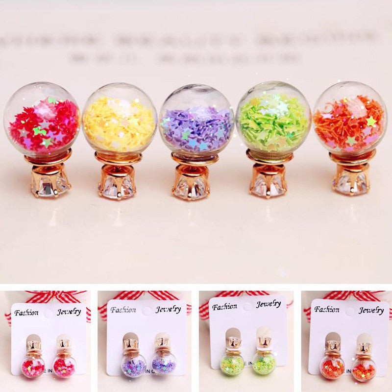 Fashion Glass Ball Color Star Earring