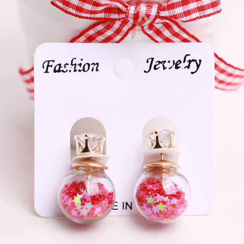 Fashion Glass Ball Color Star Earring