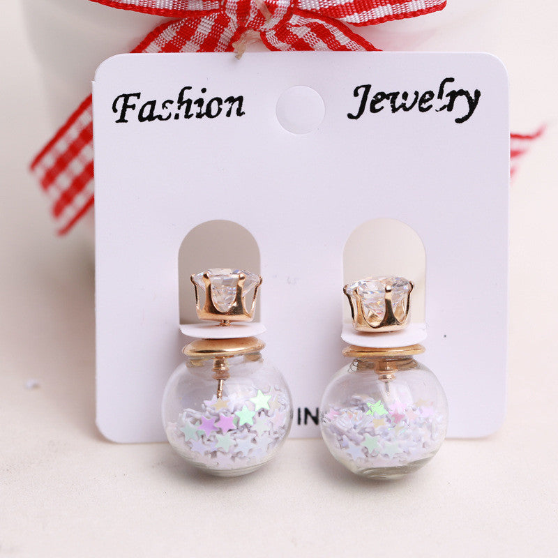 Fashion Glass Ball Color Star Earring