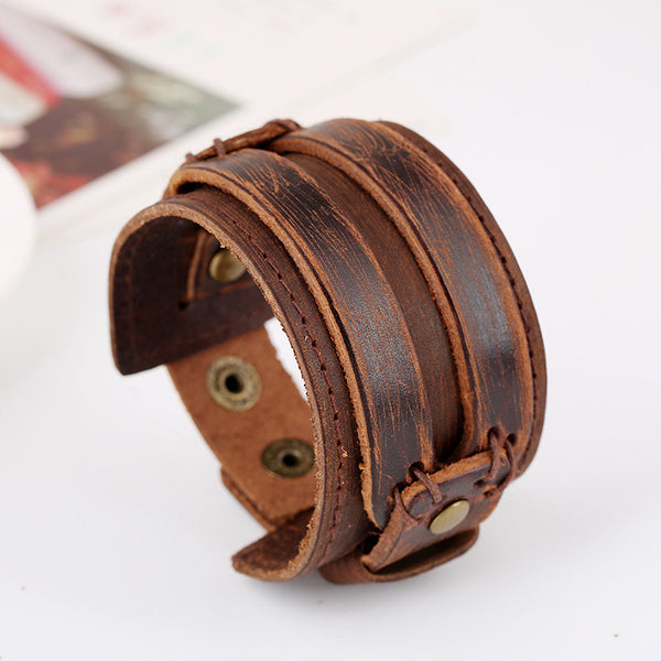 Fashion Wide Strap Leather Bracelet