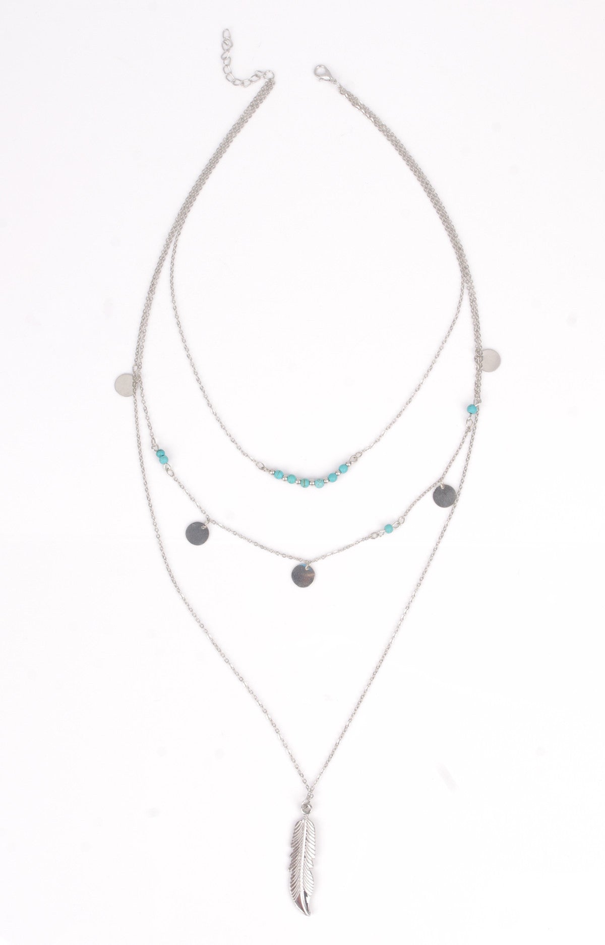Street Snap Feather Tassels Sequins Multilayer Necklace