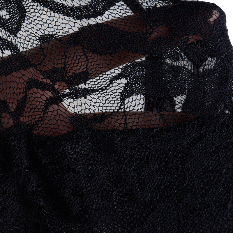 Fashion Black Lace Sleeveless Scoop Knee-Length Dress