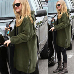 Solid Zipper Pullover Loose Short Hoodie - May Your Fashion - 2