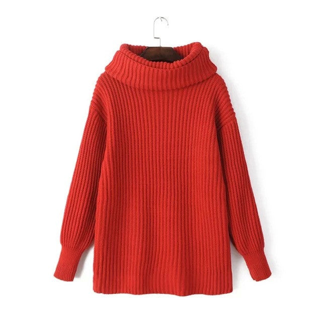 Lapel Pullover Loose High Collar Solid Sweater - May Your Fashion - 7